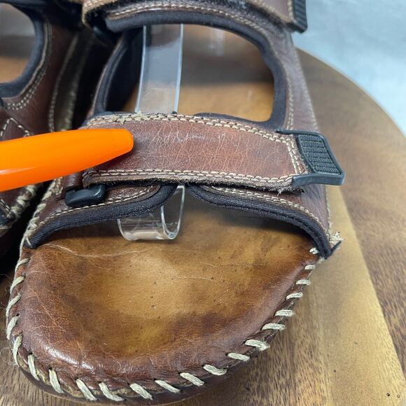 Florsheim Sandals Mens 10 M Brown Leather San Carlos Ankle Strap Open Toe - Picture 5 of 16